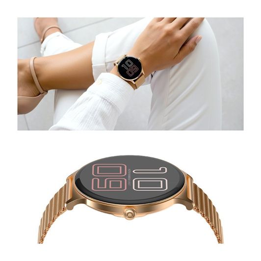 Montre connectée ECHO Rainbow Sunset bleu - Or rose - 2 bracelets