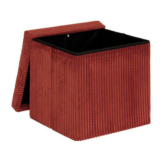 Pouf pliable 38x38x38 cm velours terraccotta