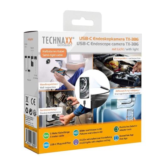 Caméra endoscopique TECHNAXX USB-C TX-386