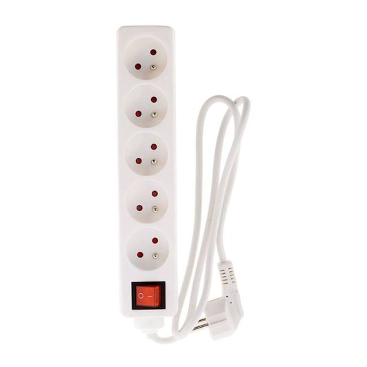 Multriprise ELECTRODEPOT 5 prises + interrupteur blanc - Cable 1m