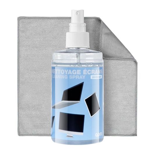 Spray APM Nettoyant Écran TV, PC, Smartphone, Tablette, Texture Gel Sans Alcool, Effet Antistatique, Anti-rayures, Anti-traces, Chiffon Microfibre Inclus, Nettoyage Sécurisé, 200ml