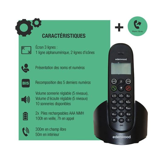 Téléphone solo EDENWOOD TS 1 Noir