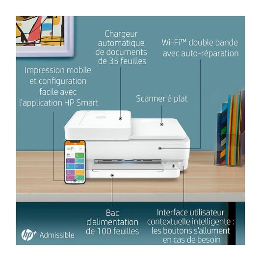 Imprimante HP ENVY 6430e Jet d'encre couleur Copie Scan - 3 mois d' Instant ink inclus avec HP+ 