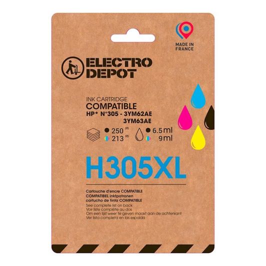 Cartouche d'encre ELECTRO DEPOT compatible HP H 305 XL noir et couleur