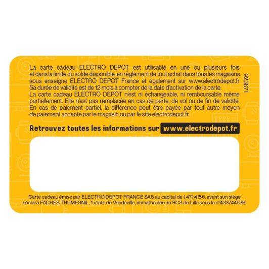 E-carte cadeau ELECTRO DEPOT - 10 euros