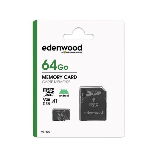 Carte Mémoire micro SD 64 Go EDENWOOD + Adaptateur – Grande Capacité et Polyvalence