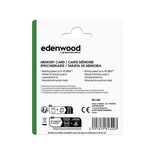 Carte Mémoire micro SD 64 Go EDENWOOD + Adaptateur – Grande Capacité et Polyvalence