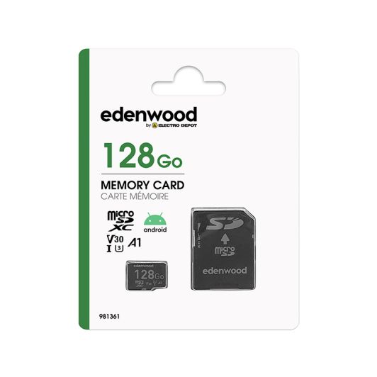 Carte Micro SD EDENWOOD 128 Go + adaptateur