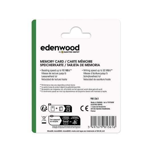 Carte Mémoire micro SD 128 Go EDENWOOD + Adaptateur – Stockage Haute Capacité à Petit Prix
