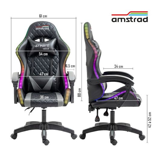 Fauteuil gamer AMSTRAD AMS ULTIMATE LED Noir