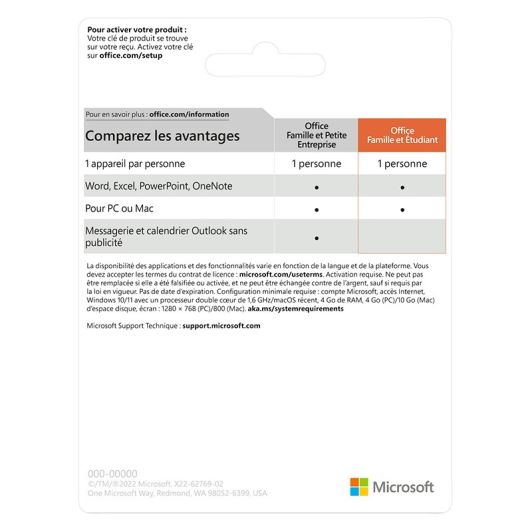 Microsoft Office 2021 Famille et Etudiant - Code de téléchargement