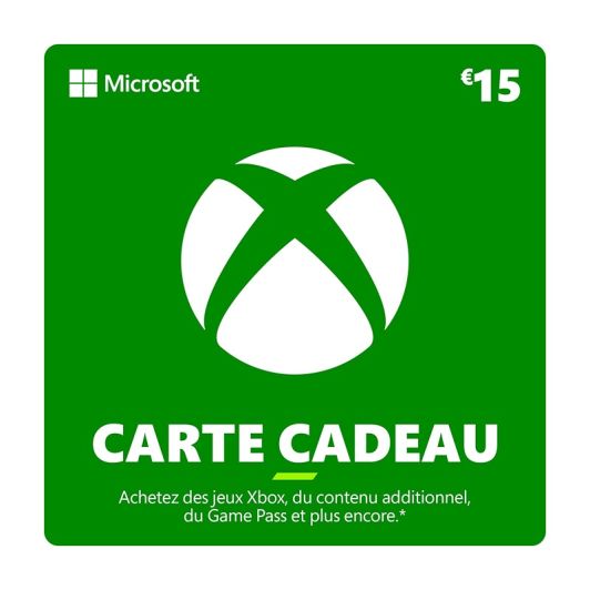 E-carte cadeau MICROSOFT Xbox d'une valeur de 15 euros