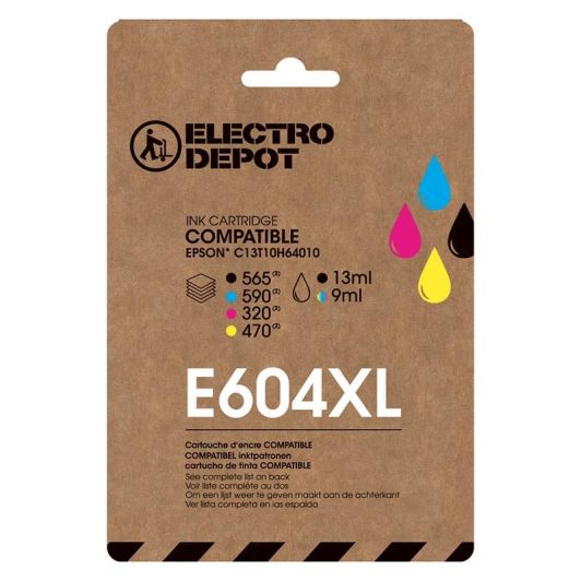 Cartouche d'encre ELECTRO DEPOT compatible EPSON E 604 XL noir et couleurs - Ananas