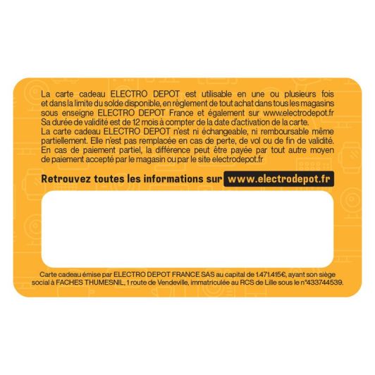 E-carte cadeau ELECTRO DEPOT - 100 euros