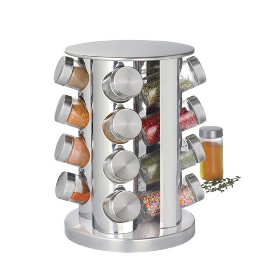 Carrousel rotatif à épices 16 pots en verre