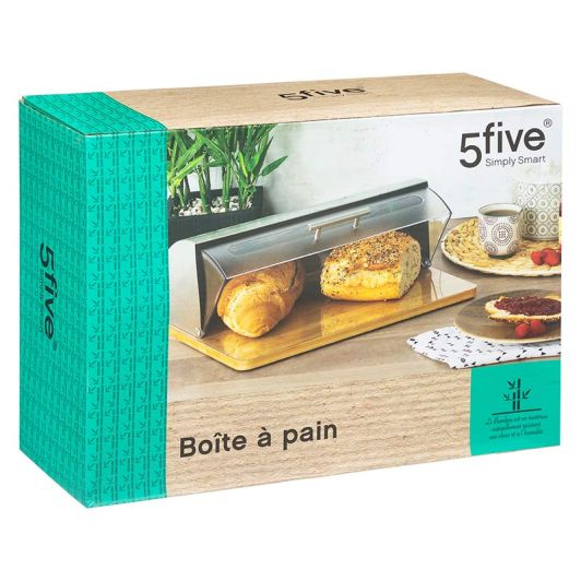 Boîte à pain inox et bambou