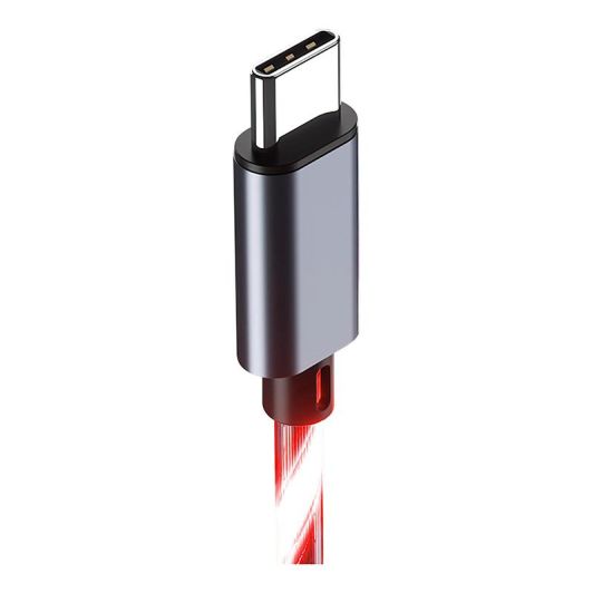 Câble AMSTRAD USB-A/USB-C LED Rouge 3m