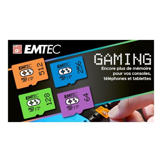 Carte Micro SD EMTEC 64Go GAMING + boîtier