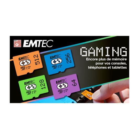 Carte Micro SD EMTEC 256Go GAMING + boîtier