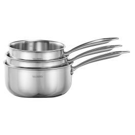 Lot De 3 Casseroles Induction Acier Inoxydable Avec Couvercles Verre - Batterie De Cuisine Atlas Karl Hausmann