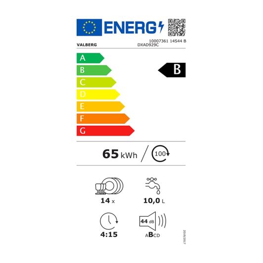 Lave-vaisselle 14 couverts 60 cm VALBERG 14S44 B DXAD929C