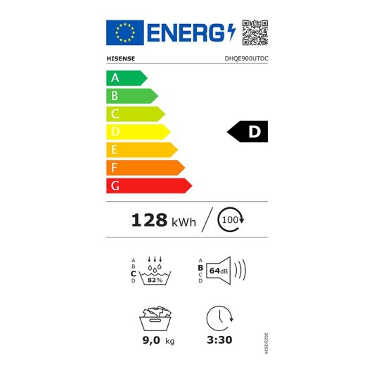Sèche-linge pompe à chaleur 9 kg HISENSE DHQE900UTDC