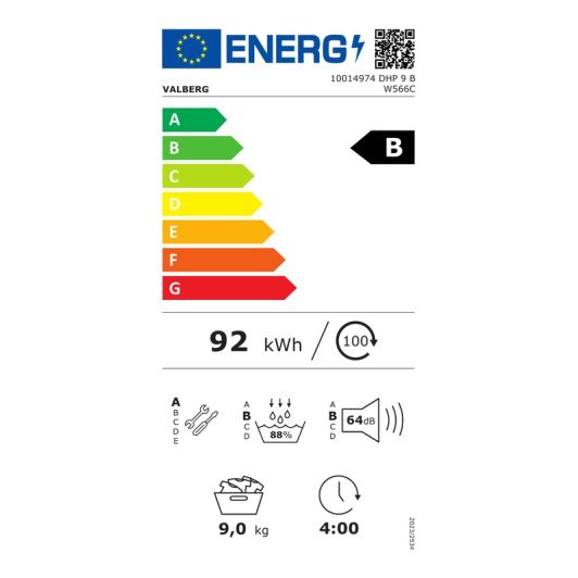 Sèche-linge pompe à chaleur VALBERG DHP 9 B W566C
