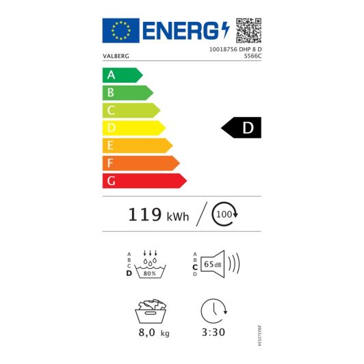 Sèche-linge pompe à chaleur VALBERG DHP 8 D S566C