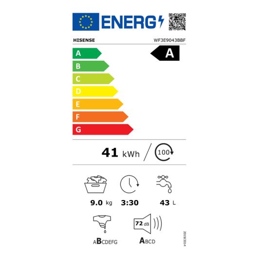 Lave-linge hublot 9kg HISENSE WF3E9043BBF