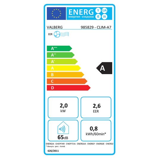 Climatiseur mobile VALBERG CLIM-A7 pour pièce de 15m2