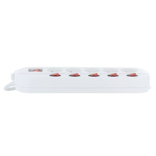 Multiprise ELECTRO DEPOT 5 prises avec 6 interrupteurs Blanche - Cable 1.5m