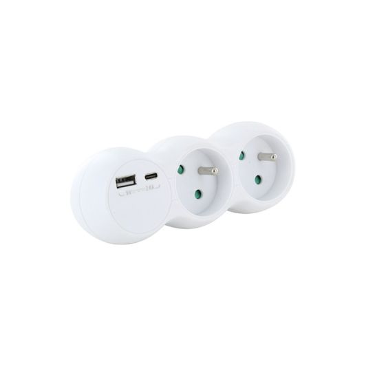 Biplite ELECTRO DEPOT 16A + 2 USB Blanche