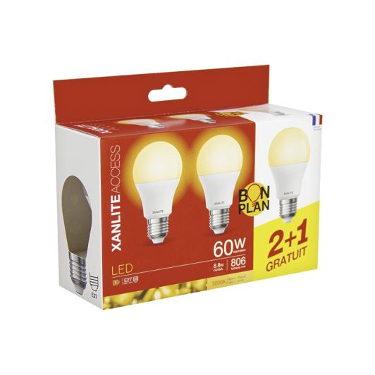 Lot de 3 Ampoules XANLITE E27 Standard