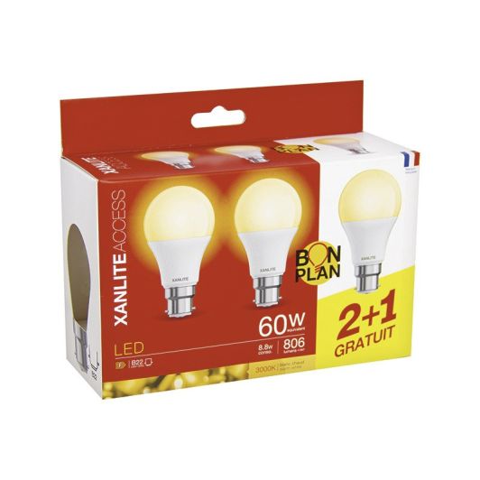 Lot de 3 Ampoules XANLITE B22