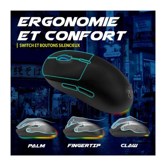 Souris gaming AKUMA OTAKU M06WL 7200Dpi avec base de recharge magnétique