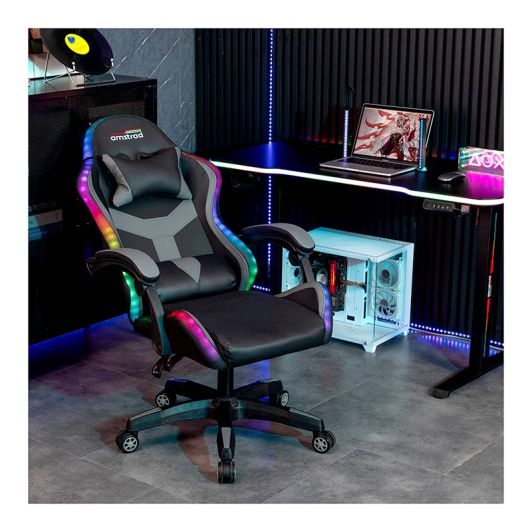 Chaise gaming AMSTRAD AMS LED PIXEL Noir