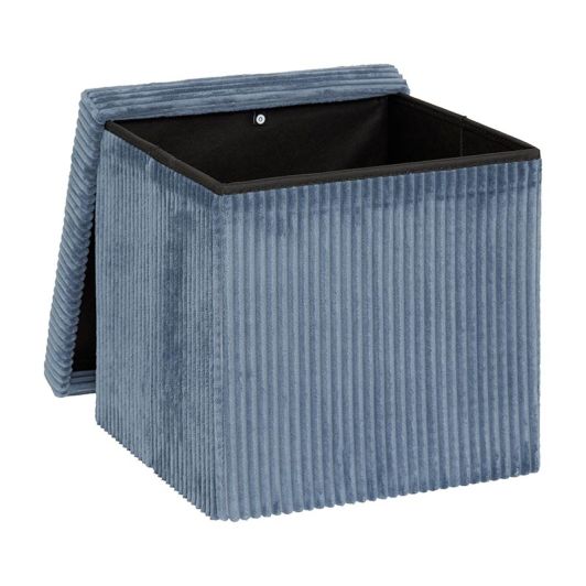 Pouf pliable 38Xx38cm velours bleu