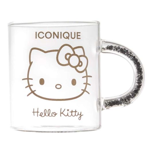 Mug verre 30CL Hello Kitty anse paillettes