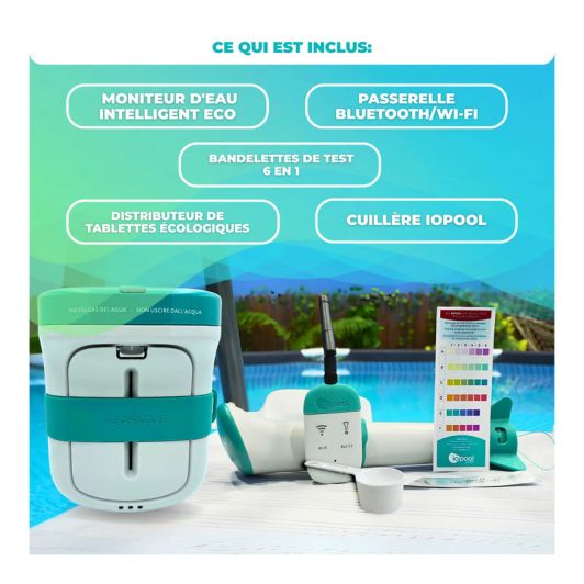 Pack analyseur et traitement d'eau de piscine IOPOOL EcO Start + Connect + EcO Tab