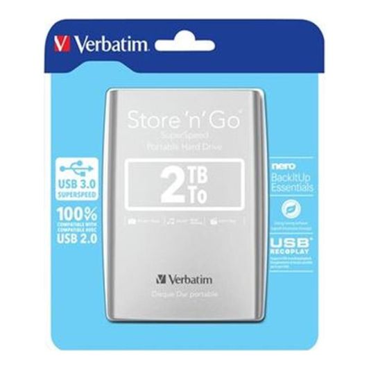 Disque Dur VERBATIM  Store 'n' Go 2To USB 3.0 ARGENT