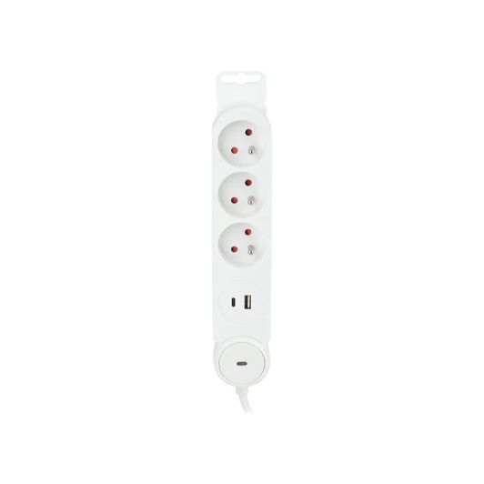 Multiprise ZENITECH 3 prises + 1USB-A + 1USB-C