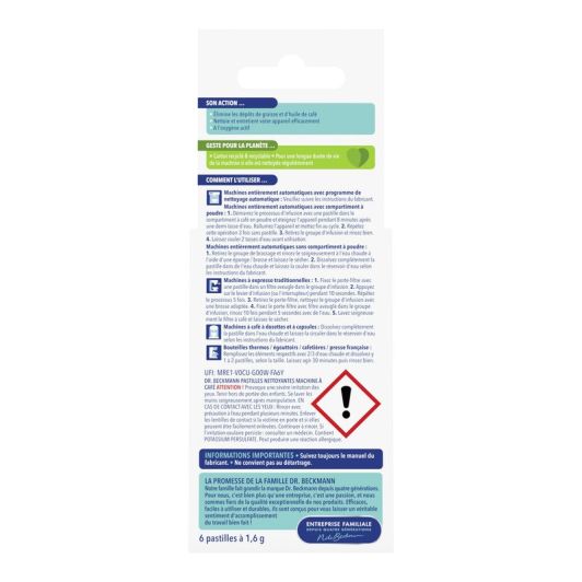 Détartrant nettoyant 6 pastilles DR BECKMANN 