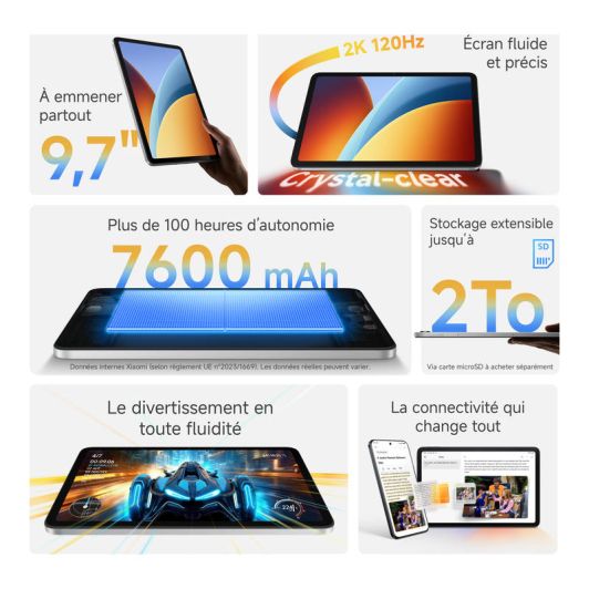 Tablette XIAOMI REDMI Pad 2 9.7’’ 4/64Go/Wifi/Gris