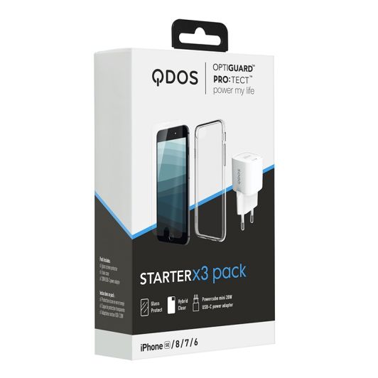 Pack Film de protection + Coque + Chargeur 20W USB-C QDOS APPLE iPhone 6/7/8/SE 2020