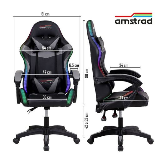 Chaise gaming AMSTRAD 900 LED Skull Noir