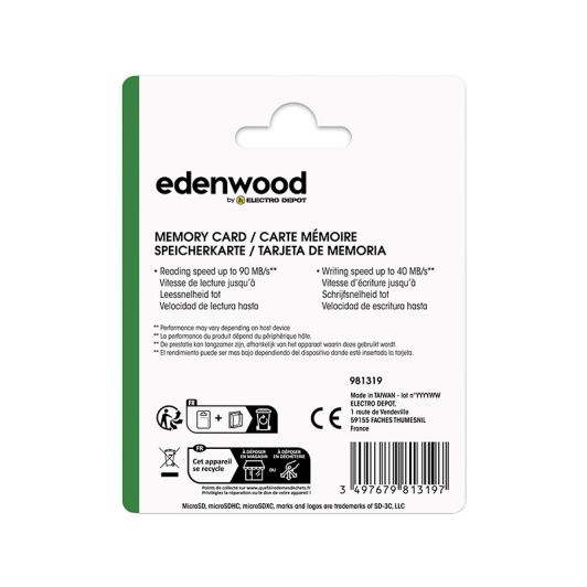 Carte Mémoire micro SD 32 Go EDENWOOD + Adaptateur – Stockage Pratique Haute Compatibilité
