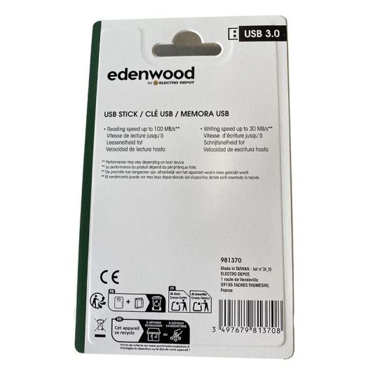 Pack de 3 clés 3.0 USB EDENWOOD 64Go - TOTAL 192Go