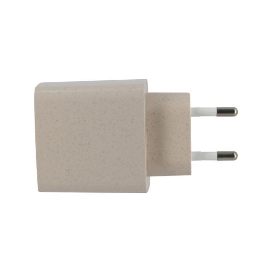 Chargeur secteur éco 2 ports USB-C et USB EDENWOOD 20W Beige