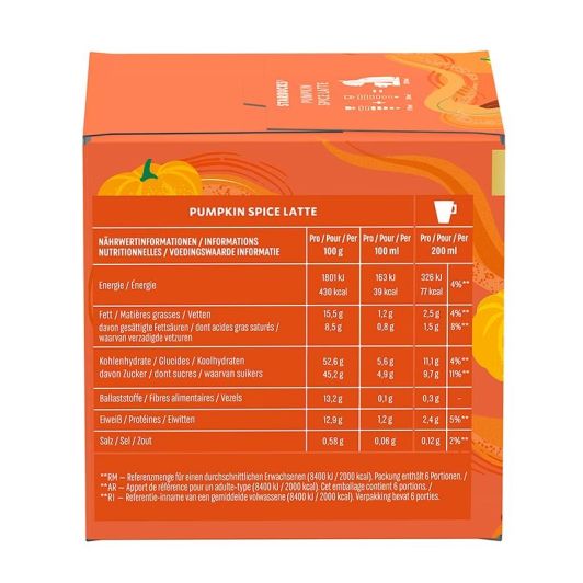 Dosettes STARBUCKS Pumkin spice latte pour machine DOLCE GUSTO
