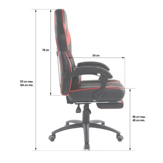 Chaise gaming SPIRIT OF GAMER MUSTANG Noir et rouge